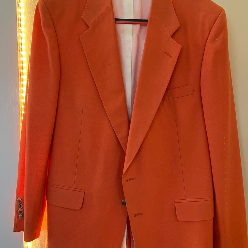 Mens Orange Spring Jacket Rayon/Linen